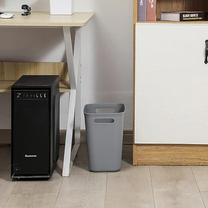 UUJOLY Plastic Trash Can Wastebasket, Garbage Container Basket for Bathrooms, Kitchens, Offices, Kids Rooms, Grey, 3.5 Gallon, 2 Pack