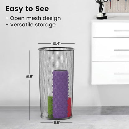 19.5" H Mesh Umbrella Stand - Ventilated Mesh Umbrella Holder for Entryway - Extra Capacity Storage for Umbrellas Canes & More - Freestanding Indoor Organizer 10.4" L x 10.4" W x 19.5" H - 4P Black