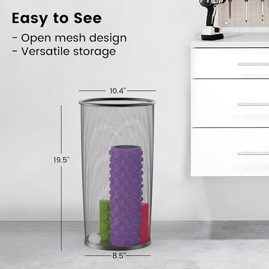 19.5" H Mesh Umbrella Stand - Ventilated Mesh Umbrella Holder for Entryway - Extra Capacity Storage for Umbrellas Canes & More - Freestanding Indoor Organizer 10.4" L x 10.4" W x 19.5" H - 3P Black