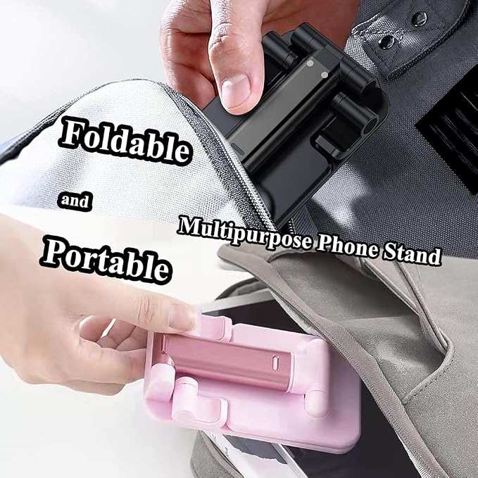 Meetuo 2 Pcs Cell Phone Stand for Desk, Adjustable & Foldable Phone Holder | Adjustable Angle Height, Fully Foldable&Portable, Compatible with iPhone/Smartphones
