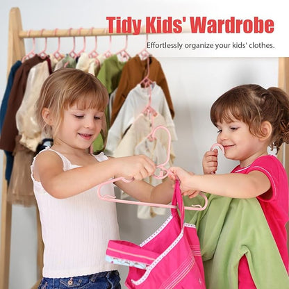 Plastic Baby Clothes Hangers 60 Pack, Pink Stackable Plastic Kids Hangers (11.4") for Toddler Newborn Childrens Clothes Closet, Ideal for Clothing, Pants, Coats, and More