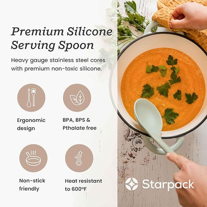 Starpack 'Winning Serve' XL Premium Silicone Serving Spoon (13.5") - Large Silicone Spoon for Cooking High Heat Resistant to 600°F - LFGB Grade Nonstick Mixing Spoons - Large Rubber Serving Spoons