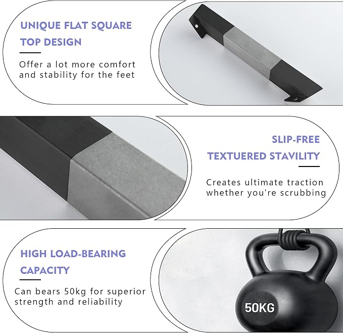 LIWEIKE Shower Foot Rest for Shaving Legs Non-Slip Scrub Corner Shower Footrest Bar Sturdy Stainless Steel Bathroom Stool for Shower to Shaving Legs Square, Matte Black