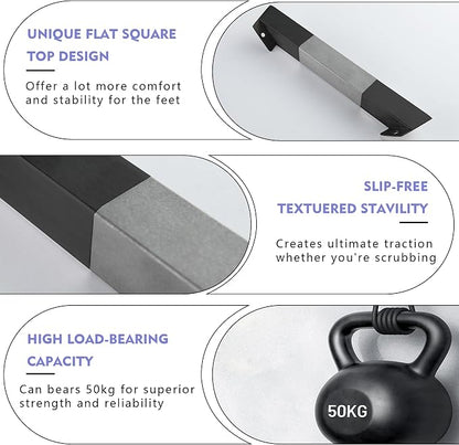 LIWEIKE Shower Foot Rest for Shaving Legs Non-Slip Scrub Corner Shower Footrest Bar Sturdy Stainless Steel Bathroom Stool for Shower to Shaving Legs Square, Matte Black