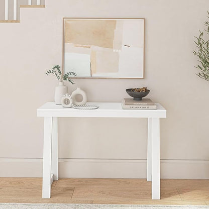 Plank+Beam Solid Wood Console Table, 46 Inch, Sofa Table, Narrow Entryway Table for Hallway, Behind The Couch, Living Room, Foyer, Easy Assembly, White