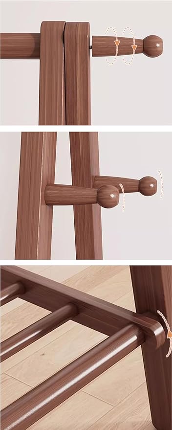 AETVRNI Wood Clothing Rack Coat Rack,Large Foldable Hanging Clothes,Stand Garment Rack with Storage Shelf,Clothing Storage,Home Organization,Natural Beech,for Bedroom Small Apartment Guest Room Laundr