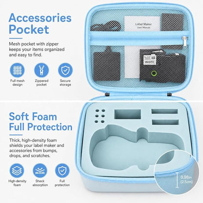 Case Compatible with DYMO Label Maker LabelManager 160/280 Portable Label Maker, Label Printer Storage Organizer for AC Adapter, Tape Cartirdges and More Accessories(Box Only) (Blue)