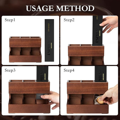 Wood Pod Dispenser Designed for Nespresso Vertuo Capsules, Freestanding Countertop Pods Rack, Coffee Pods Holder for Home or Office Kitchen Counter, Dispenses 3 Coffee Flavors (Brown)