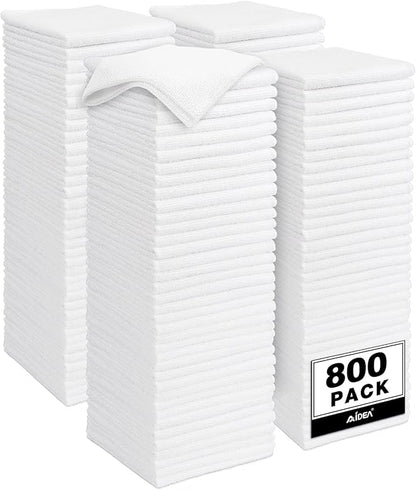 AIDEA Microfiber Cleaning Cloth White-800PK, Soft Microfiber Towels for Cars, Absorbent Cleaning Rags, Lint-Free Streak-Free Wash Cloths for House, Kitchen, Window,11.5"×11.5"