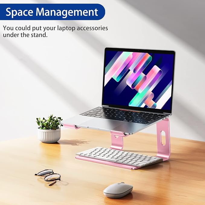 BESIGN LS03 Aluminum Laptop Stand, Ergonomic Detachable Computer Stand, Notebook Riser, Laptop Mount Compatible with Air, Pro, Dell, HP, Lenovo More 10-15.6" Laptops, Pink