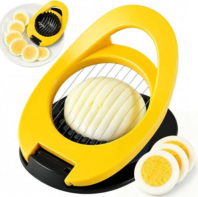 NOVANO Egg Slicer, Stainless Steel Wire Egg Cutter | For Hard Boiled Eggs, Egg Salad Maker, For Avocado, Strawberry, Kiwi Fruit, Kitchen Gadget