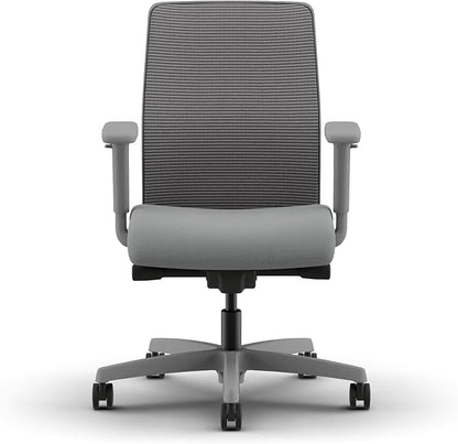 HON Ignition 2.0 Mesh Ergonomic Office Chair, Synchro-Tilt Control with Seat Slider, Home Office Desk Chairs, Adjustable Arms and Lumbar Support, Charcoal Mesh Back, Ash Seat Fabric, Titanium Frame