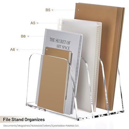 YUXUN Desk File Organizer,3-Section Vertical Clear Acrylic Desk Organizer File Holder Mail Sorter Office Organization for Office Home &Classroom（B5）