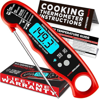 Alpha Grillers Meat Thermometer Digital – Instant Read Food Thermometer for Cooking & Grilling – Professional Kitchen Fathers Day Gift for Dad Men Him Husband