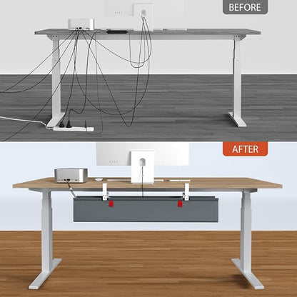 Univivi No Drill Under Desk Cable Management Tray, 36" Cord Organizer for Table, Clamp/Screw Mount Desk Cable Management, Premium Fabric Cable Management Tray for Office, Home