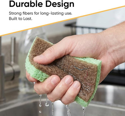 Superio Non-Scratch Cellulose Sponge Scrub Heavy Duty Kitchen Sponges Scrubbers with Scouring Pad (24)