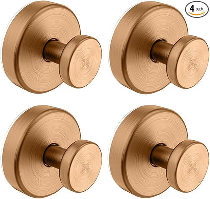 Bntuk Suction Cup Hooks for Shower, Removable Towel Hooks for Bathroom Window Glass Door Wall, Bath Robe Looafh Wreath Hook for Hanging - 4 Pack, Champagne Bronze