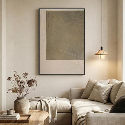 Framed Neutral Abstract Wall Art, Modern Beige and Taupe Canvas Prints Paintings Artwork for Walls, Contemporary Minimalist Block Pictures for Living Room Dining Bedroom Hallway Wall Decor 24x36 In