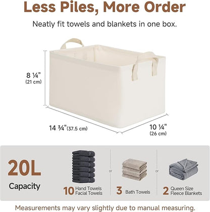 StorageWorks Closet Storage Bins, Storage Baskets for Shelves, Closet Organizers and Storage Bins with Metal Frame, Handles, Beige, Cool Silky Fabric, 2-Pack