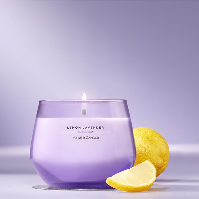 Yankee Candle Studio Scented Candle with up to 50 Hour Burn Time, Premium Plant Wax Blend for Consistent Burn, 10 oz Jar Candle with Room Filling Fragrance, Lemon Lavender