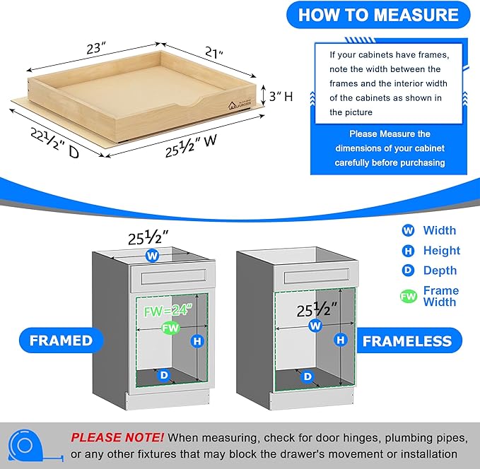 WelFurGeer Soft Close Pull Out Drawers for Cabinets, 23" W x 21" D Pull Out Cabinet Drawer with Heavy Duty Slides, Pull Out Cabinet Organizer, Cabinet Pull Out Shelves, Pull-Out Home Organizers