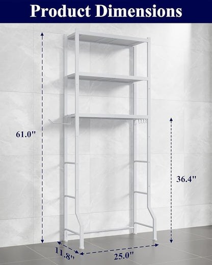 Kitsure Over The Toilet Storage Cabinet, Sturdy Bathroom Organizer, Easy Assembly, 3-Tier Shelf (61" H), Space Saving Storage for Small Bathroom, Heavy Duty Metal Frame, White