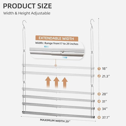STORAGE MANIAC Hanging Closet Rod, Adjustable Width and Height Closet Hanging Organizer, Space-Saving Clothes Hanging Bar, Closet Extender Hanging Rod Double Closet Hanging Rod, 1 Pack Chrome