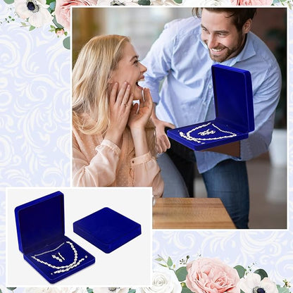 Yinkin 6 Pcs Velvet Jewelry Set Box Jewelry Display Case Earring Ring Bracelet Necklace Gift Box Pearl Necklace Storage Case for Mother's Day Wedding Travel Anniversary(Royalblue)