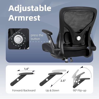 ralex-chair Office Chair Ergonomic with Adjustable Lumbar Support,Desk Chair with Mesh Back& PU Leather Seat,Computer Chair with 3D Flip-up Armrest, Comfortable for Office, Gaming,Home