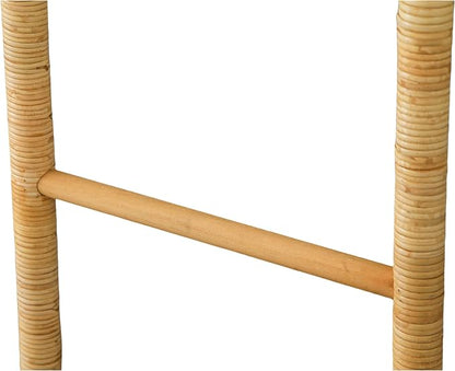 SOFE 4-Tier Rattan Blanket Ladder Shelves, 3.9Ft (47Inches) Decorative Ladder Holder, Wall Leaning Blanket Rack for Living Room, Bedroom, Farmhouse Home Decor