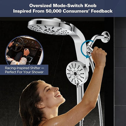 High Pressure Rain Showerhead Combo, 2026 Magnetic Shower Head Set with Detachable 8-Mode Handheld Shower Spray, Adjustable Angle Dual Showerhead System with Built-in Magnetic Docking and Power Jets