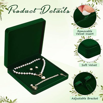 Yinkin 6 Pcs Velvet Jewelry Set Box Jewelry Display Case Earring Ring Bracelet Necklace Gift Box Pearl Necklace Storage Case for Mother's Day Wedding Travel Anniversary(Green)