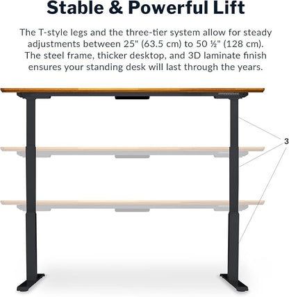 Vari Classic Electric Standing Desk - VariDesk Height Adjustable Sit/Stand Desk - Dual Motor with Memory Presets, Stable Legs - Gaming, Home Office Workstation - 72x30 (Butcher Block/Slate Legs)