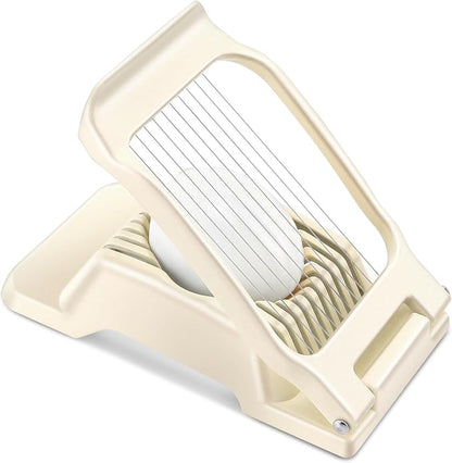 Egg Slicer for Hard Boiled Eggs, Stainless Steel Wire, Multipurpose Heavy Duty Aluminium Egg Cutter for Egg, Salads, Sandwiches, Strawberries, Mushrooms, Soft Cheese, Fruit, White