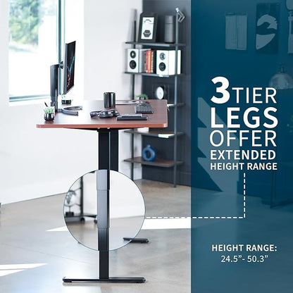 VIVO Electric 71 x 36 in Dual Motor Sit Stand Desk, Memory Height Adjustment, 2B Series, Dark Walnut Top Black Frame, DESK-KIT-2B7D-36