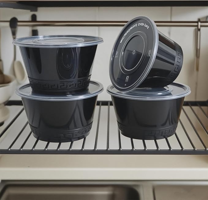 50 Pack 26 oz Disposable Meal Prep Containers with Lids,To Go Take Out Plastic Food Storage, Disposable Takeaway Boxes,Freezer, Dishwasher Safe Prep Containers,