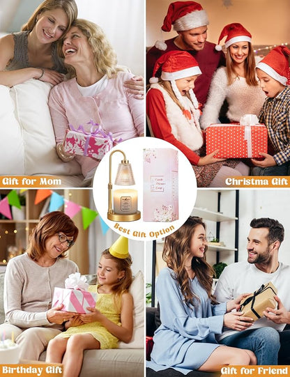 Innqoo Big Gold Candle Warmer Lamp with Timer, Dimmable Candle Warmer for Home Decor, Height Adjustable Candle Lamp for Jar Candles, Birthday Gifts for Women Mom, House Warming Gifts New Home