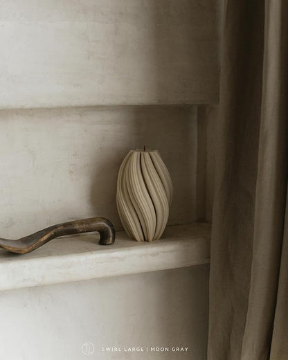 LAWA Swirl Candle - Large Beautiful Handmade Pillar Scented Soy Wax Twirl Elegant Bubble Aesthetic Candle Housewarming Gift Home Room Shelf Decor Idea Spiral Moon Gray (Large)
