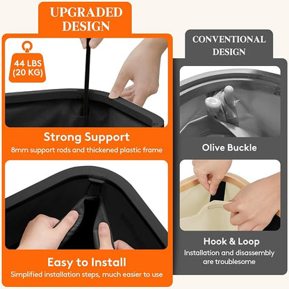 Lifewit 185L 3 Section Laundry Hamper with Lid, Large Laundry Basket with Handles and Removable Bags, Tall Clothes Hamper, Foldable Laundry Sorter for Bedroom Bathroom, Black