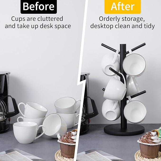 MyLifeUNIT Mug Holder Tree, Coffee Cup Holder with 6 Hooks (Black) | MyLifeUNIT
