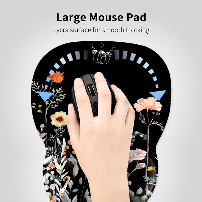 EooCoo Ergonomic Mouse Pad with Wrist Support, Mousepad with Memory Foam Wrist Rest and Non-Slip Base for Computer, Cafe, Home & Office, 9.64 x 8.26 in Office Desk Accessories for Women