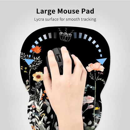 EooCoo Ergonomic Mouse Pad with Wrist Support, Mousepad with Memory Foam Wrist Rest and Non-Slip Base for Computer, Cafe, Home & Office, 9.64 x 8.26 in Office Desk Accessories for Women