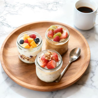 Overnight Oats Containers with Lids, 10oz Wide Mouth Mason Jars with Lids, 6 Pack Glass Jars with Airtight lid for Chia Pudding Yogurt Salad, Meal Prer Oatmeal Jars, Yellow
