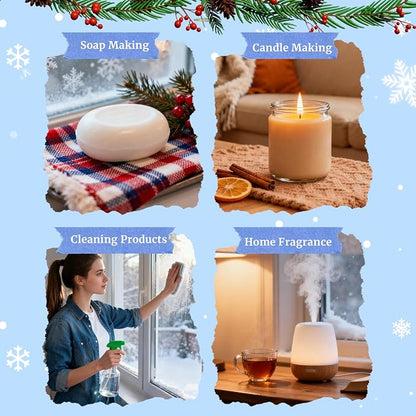 Fragrance Oil Holiday Set, Aromtopia Essential Oils for Candle Soap Making, 6x10ml, Diffuser Oils Scents, Winter Fragrance Oils, Christmas Tree, Coffee Chocolate, Black Cherry, More
