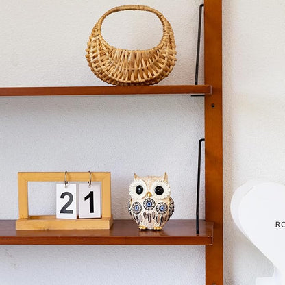 TOHLUCS Owl Statue Home Decor Accents with Evil Eye.White Decor for Bookshelf, Bedroom, Living Room, Office, Table and Shelf. Vintage Owl Figurines Gifts for Birds Lover.Cute Small Animal Sculptures.
