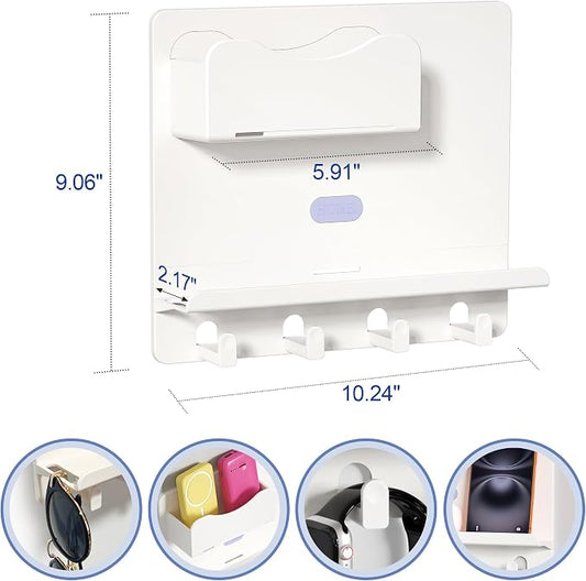 Floating Shelves for Bedside Shelf Accessories Organizer, Wall Mount Self Stick On, Cute Room Decor Aesthetic, Girls Room Decor, Cool Stuff for Bedroom Storage and Organization White