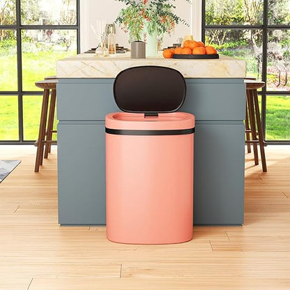 PayLessHere | 13 Gallon Plastic Trash Can | Pink | Automatic Touchless Lid with Motion Sensor | Kitchen Garbage Can with Waterproof Design | for Home, Office, Bathroom | Pack of 1