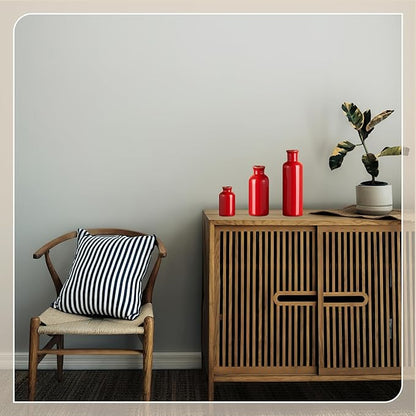 5 Pcs Rustic Country Tabletop Centerpieces Decor Set of 3 Boho Ceramic Vases with Wooden Serving Tray Wood Bead Garland Tassels Table Holder for Home Decorations (Red)