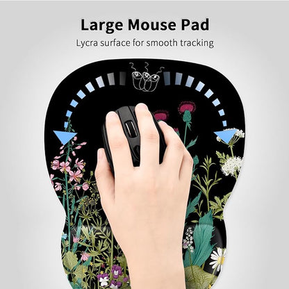 EooCoo Ergonomic Mouse Pad with Wrist Support, Mousepad with Memory Foam Wrist Rest and Non-Slip Base for Computer, Cafe, Home & Office, 9.64 x 8.26 in Office Desk Accessories