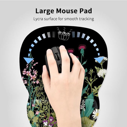 EooCoo Ergonomic Mouse Pad with Wrist Support, Mousepad with Memory Foam Wrist Rest and Non-Slip Base for Computer, Cafe, Home & Office, 9.64 x 8.26 in Office Desk Accessories